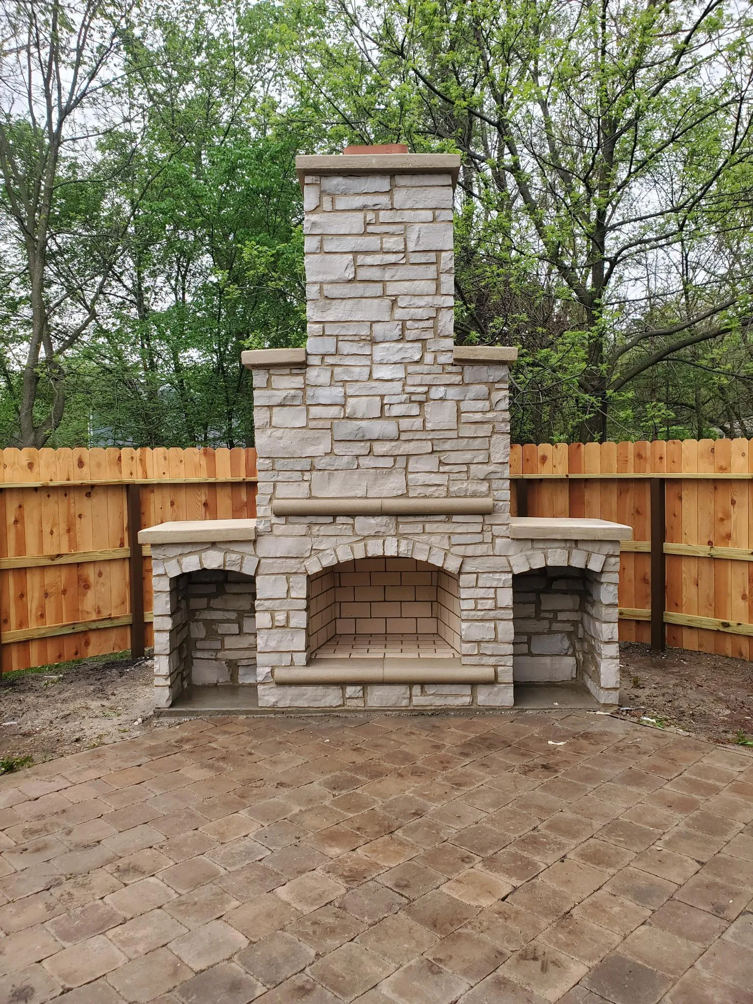 Bakoma Construction craftsmen at work on a Chicagoland stone & brick project
